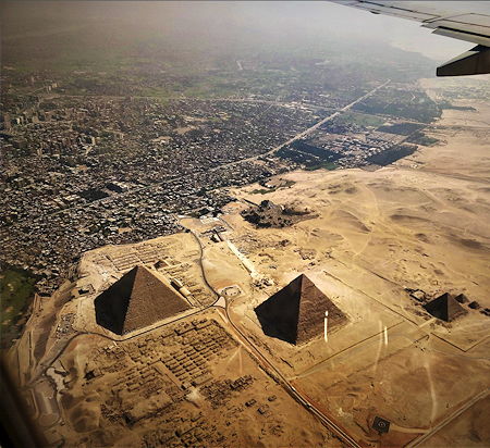 Aerial photograph of the pyramids of Egypt