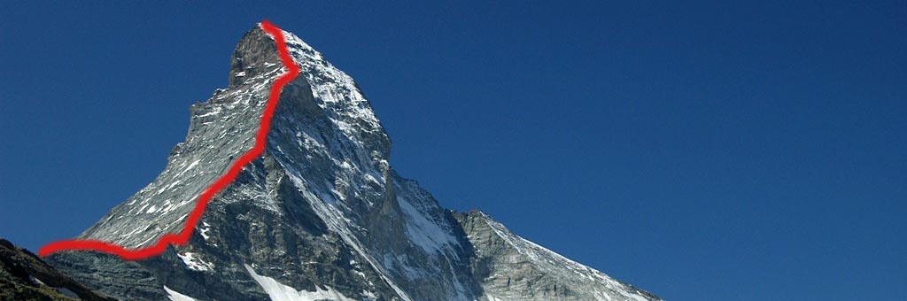The Hornli Ridge is the most popular route up the Matterhorn The Hornli Ridge is the most popular route up the Matterhorn