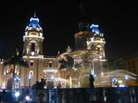 Lima's cathedral at night