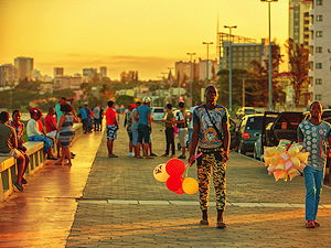 People enjoying the sea front at Maputo, Mozambique