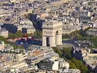 Paris' Arc de Triomphe from the air (© Taxiarchos228, distributed under a CCASA 3.0 Unported licence).