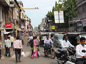 A busy street in Pune, India