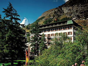 The Monte Rosa Hotel in Zermatt and the Matterhorn