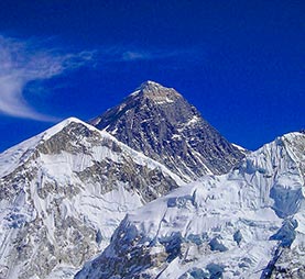 The rocky summit of Mount Everest